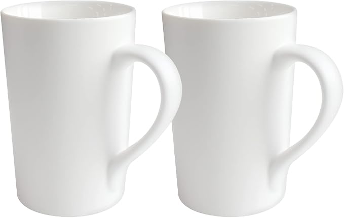 2 Pack 12 OZ Ceramic Coffee Cup Simple Pure White Ceramic Cup | Plain Large by Belinlen