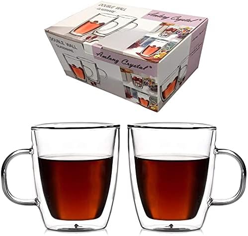 Amlong Crystal Double Wall Glass Coffee Mugs 12 oz - Image 2