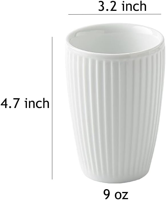 Sizikato 2pcs Pure White Porcelain Tumbler, 9 Oz Drinking Cup Coffee Cup - Image 2