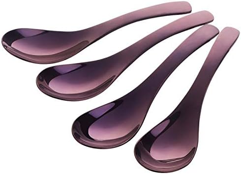 Soup Spoons, Stainless Steel Polished Thick Heavy Duty Asian Rice Table Spoon by Unknown