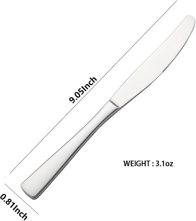 Butter Knife, Dinner Knife, Stainless Steel 4 Pieces Set knives, Square Handle - Image 2