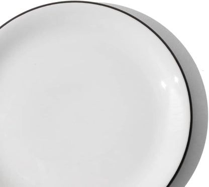 Made In Cookware - Set of 4 - Bread and Butter Plates - White With Black Rim - Porcelain England