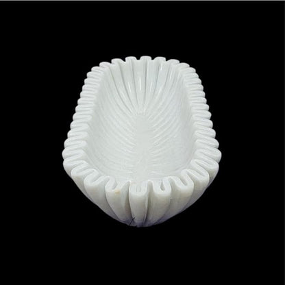 Marble Ruffle Bowls Large Scalloped Decorative Centerpiece, Decorative bowl, White Marble Ripple Bowl, Handmade Scalloped Bowl, House warming gift, Table Decor Bowl 14" White