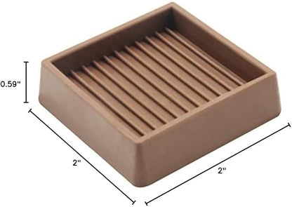 2X2 Rubber Caster Cups, Non Slip Furniture Pads, Anti-Slip Gripper, Anti Skid Furniture Feet, Anti Slide Floor Protector for Bed Couch Table Chair Stoppers - 12 Pack, Brown