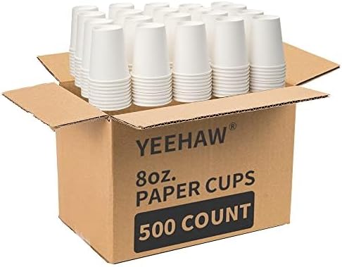 YEEHAW 8 oz 500 Pack Coffee Cups White Paper Cups | - Image 8