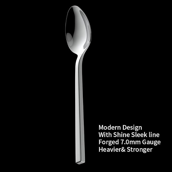 Alata Cube 40-Piece Forged Stainless Steel Flatware Set Cutlery Set, Mirror - Image 2