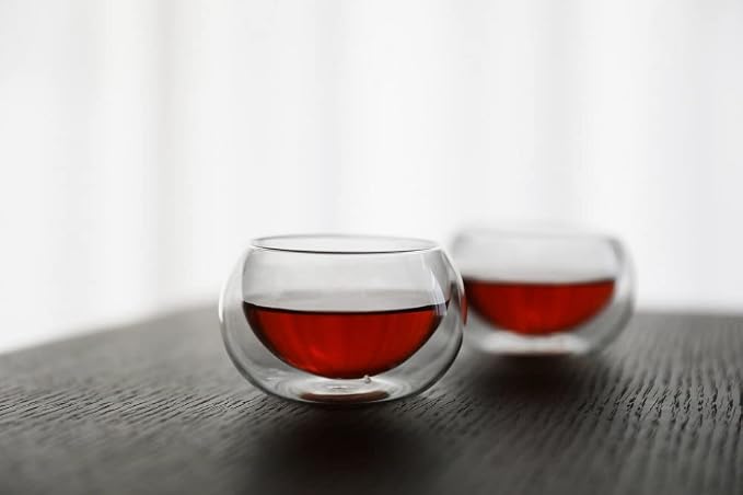 PunPun 4.2oz. 125ml Tea Cups Set of 4, Double Walled Glass Cups - Image 6