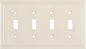 Henne Bery Modern Edge Decorative Wall Plate Switch Plate Outlet Cover, Durable Solid Zinc Alloy (Quad Toggle, Light Almond)