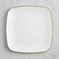 Coupe Dynasty Square Plastic Plates, White with Gold Band, 10 Inch, BPA Free, Disposable, 10 Count, for Events and Weddings