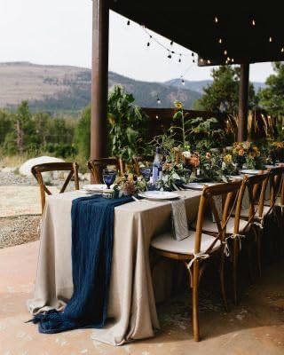 6Pack Navy Blue Cheese Cloth Table Runners 17x108inch Sheer Table Runner | Navy - Image 7