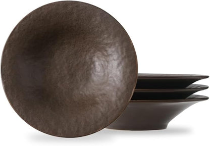 8 Inch Elegant Porcelain Dinner Plates, Round Appetizer Plates, Perfect for Salad, Dessert, Pasta, Snacks,Fruit,Breakfast, Party, Dishwasher & Microwave Safe, Set of 4 (Brown)