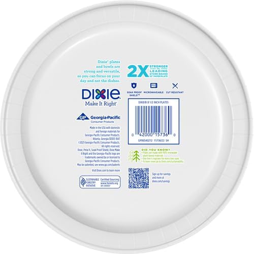 Dixie Medium Paper Plates, 8.5 Inch, 2X Stronger*, Microwave-Safe, Soak-Proof - Image 3