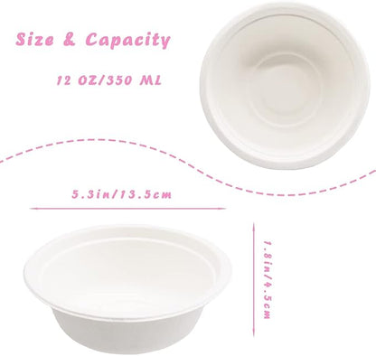 Lshfwn 100 PCS 12 OZ Disposable Paper Bowls, 100% Compostable Biodgradble Bowl - Image 2