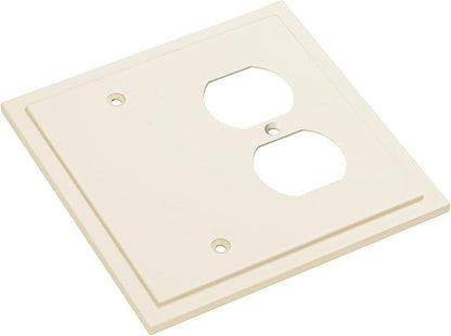 Henne Bery Modern Edge Decorative Wall Plate Switch Plate Outlet Cover, Durable Solid Zinc Alloy (Blank/Duplex, Light Almond)