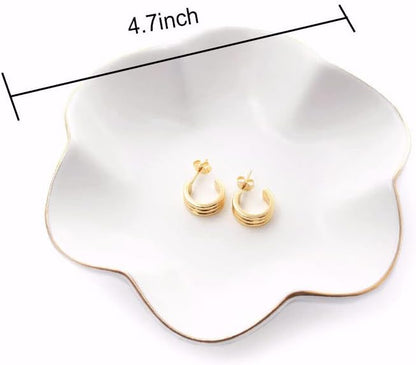 HANKOR 4.7 inch Small Ring Dish, Ceramic Jewelry Holder Tray, White Catch All Trinket Bowl for Keys Rings Earrings