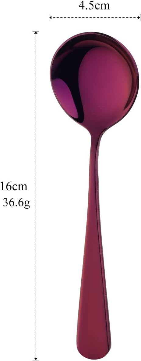Broth Round Spoon Set, 12 Piece Reusable Stainless Steel Dinner Table Cereal - Image 3