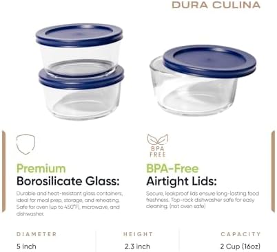 6-Piece Glass Food Storage Containers Set | 2-Cup, Leakproof | Microwave - Image 2