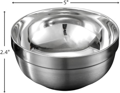 6 Pack 18/8 Stainless Steel Bowl, Double Walled Insulated Soup Bowls, 12 Oz Metal Serving Dishes Unbreakable Snack Bowl for Sauces, Rice, Noodle, Ice Cream