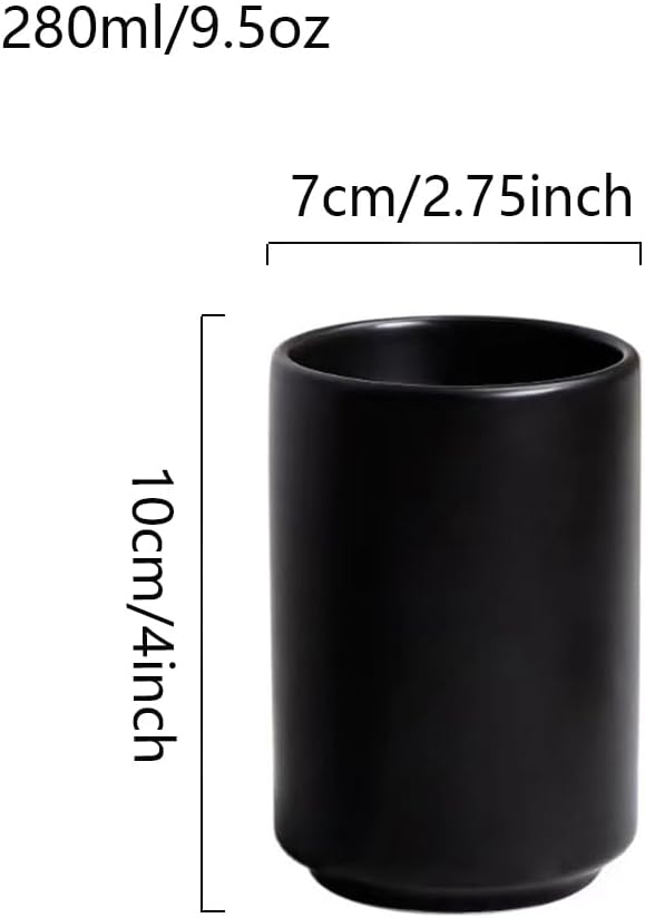 Japanese Simple Black and White Style, handleless Ceramic Mug, Tea Cup - Image 2