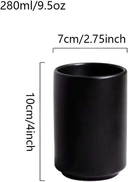 Japanese Simple Black and White Style, handleless Ceramic Mug, Tea Cup - Image 2