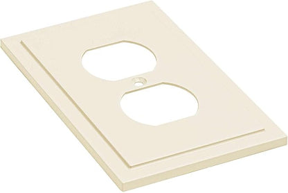 Henne Bery Modern Edge Decorative Wall Plate Switch Plate Outlet Cover, Durable Solid Zinc Alloy (Single Duplex 3PK, Light Almond)