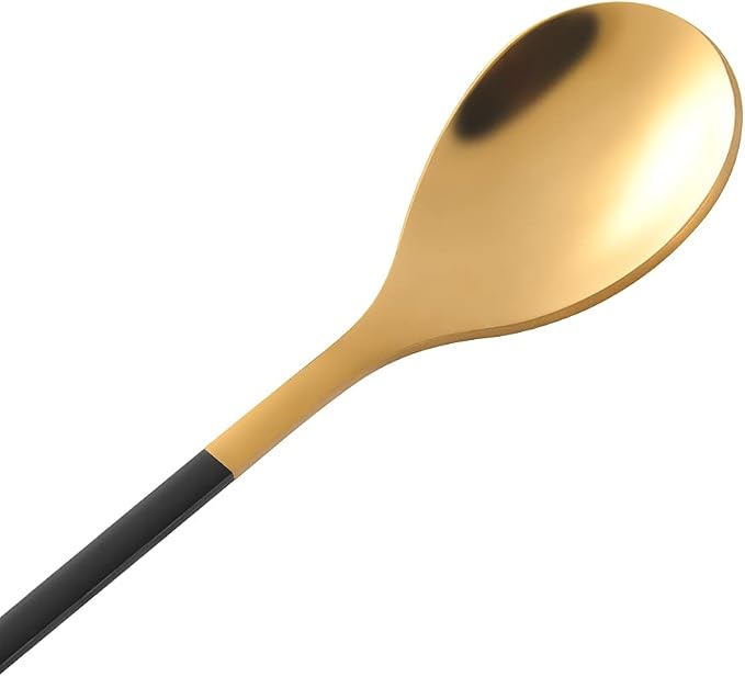 AnSaw Elegant Black & Gold Leaf Coffee Spoons - Image 5