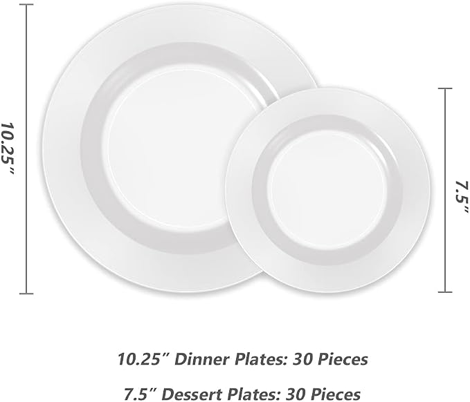60PCS White Disposable Plastic Plates, Heavy Duty Plates - Image 2