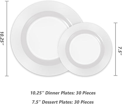 60PCS White Disposable Plastic Plates, Heavy Duty Plates - Image 2