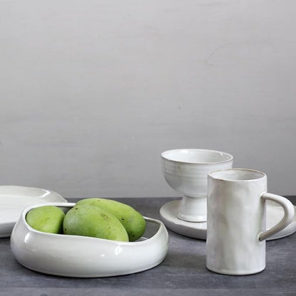 Decorative Bowl Free-Form Rim Glazed Ceramic Fruit Bowl for Kitchen Counter Ceramic Dining Room Table Centerpiecekey Bowl for Entryway Table|Dishwasher & Microwave Safe