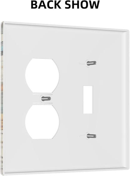 Light Switch Cover Plate Vintage Colorful Floral Butterfly Flowers 2 Gang Decorative Switch Plates 1 Toggle Duplex Combo Outlet Covers GFCI Wall Plates for Bathroom Bedroom Decor