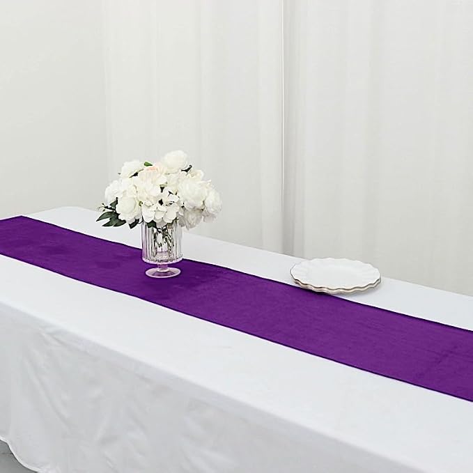 Balsa Circle 10 pcs 12x108-Inch Purple Premium Velvet Table Runners Wedding - Image 4