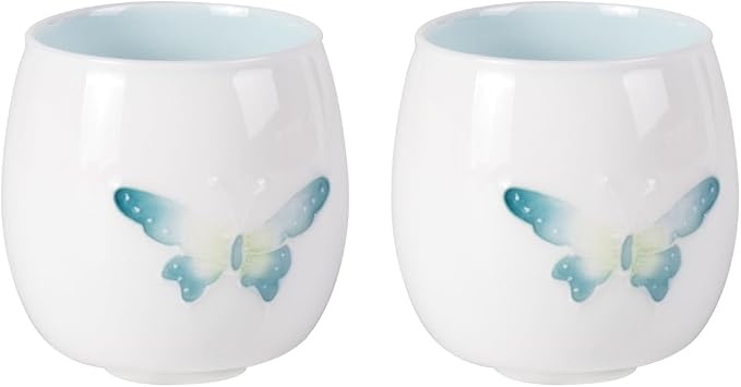 KAMMAK Tea Cup, 2.3oz Small Tea Cups Set of 2, Ceramic Teacups by KAMMAK