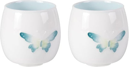 KAMMAK Tea Cup, 2.3oz Small Tea Cups Set of 2, Ceramic Teacups by KAMMAK