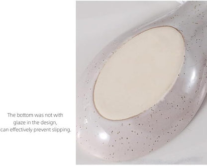 Spoon Rest for Stove Top, Ceramic Spoon Holder for Kitchen Counter, 9 Inches Spoon Holder Utensil Rest for Cooking Christmas Housewarming Wedding Gift, Blue Pitting