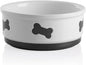 Sweejar Ceramic Dog Bowls with Bone Pattern, Dog Food Dish for Large Dogs, Porcelain Pet Bowl for Water 70 Fl Oz (White)