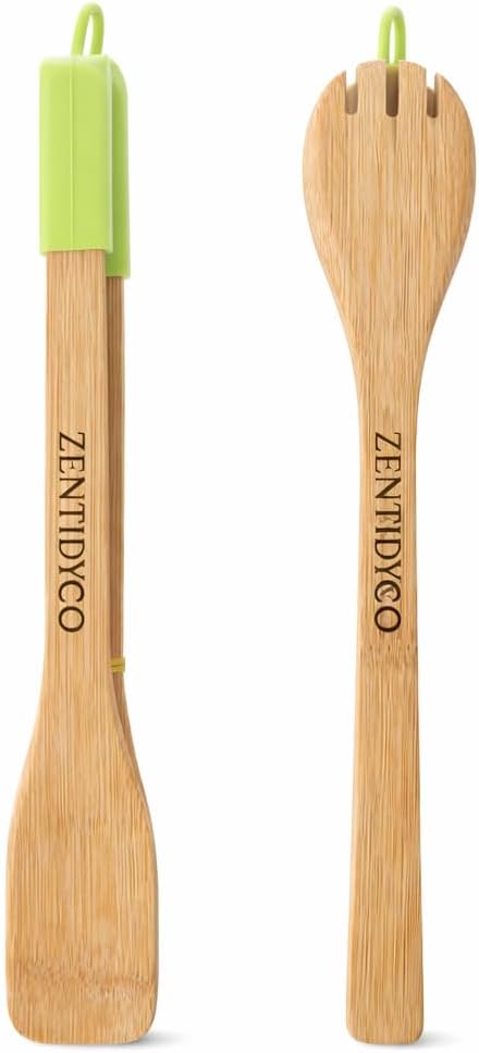 Bamboo Salad Servers Set of 2 – Natural Wooden Salad Tongs, Eco-Friendly Bamboo - Image 3