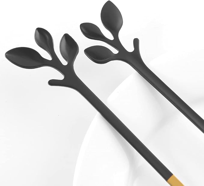 AnSaw Elegant Black & Gold Leaf Coffee Spoons - Image 6