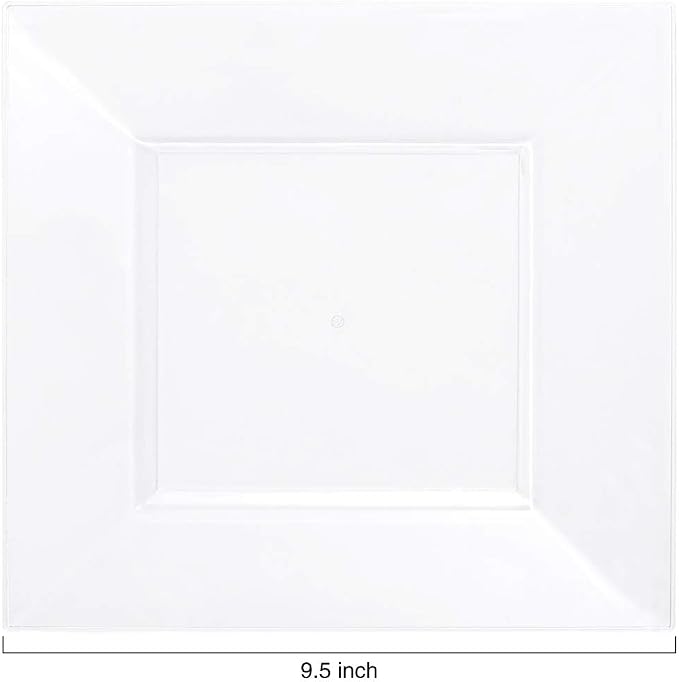 60PCS Clear Plastic Plates-9.5inch Square Disposable Plates - Image 2