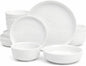 Gibson Home Oslo Porcelain Chip and Scratch Resistant Dinnerware Set, Service for 4 (16pcs), Ceramic Plates and Bowls Dishes Sets, White - Microwave and Dishwasher Safe