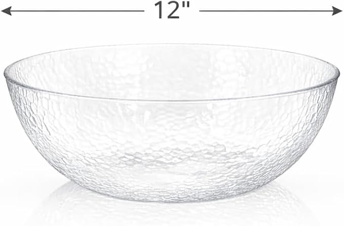 Lillian Collection Stunning Clear Plastic Round Hammered Bowl - Image 3