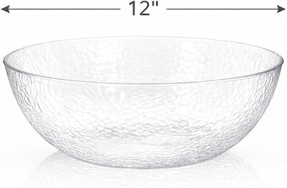 Lillian Collection Stunning Clear Plastic Round Hammered Bowl - Image 3