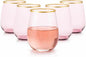 Oojami 40 Pack Diamond Disposable Wine Glasses Stemless 12 oz Pink Gold | by Oojami