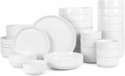 Gibson Home Rothernberg 40-Piece White Porcelain Dinnerware Set – Service for 8, Stackable Plates and Bowls, Durable Kitchen Dinner Set