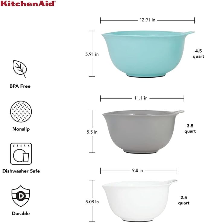 KitchenAid Universal Nesting Plastic Mixing Bowls, 2.5 quart, 3.5 quart - Image 3