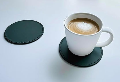 Set of 6 Leather Coasters, Round Coasters - Image 3