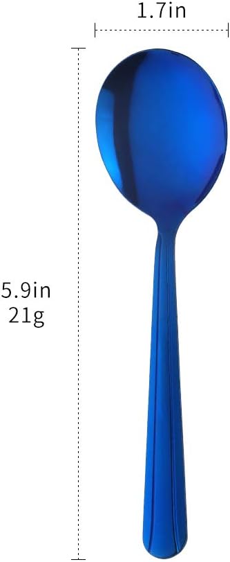 Bouillon Spoons Set of 12, 5.9 Inch Stainless Steel Soup Spoon, Metal Round - Image 7