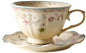 8 oz Vintage flower Ceramic cup and 6" saucer set by homemugandgift