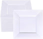bUCLA 60Pieces White Plastic Plates – 7inch White Square Plates- Premium Disposable for Party & Wedding