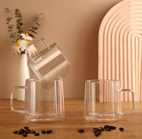 CNGLASS 12oz Glass Coffee Mugs, Double Wall Insulated Glass Cups - Image 5