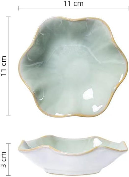 JAMEND CLXP 2PCS Lotus Leaf Shape Ring Holder Dish, Small Key Bowl, Ceramic - Image 6